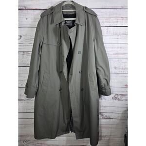 Botany 500 Men's Trench Coat 48XL Big Tall Gray Double Breasted No Belt